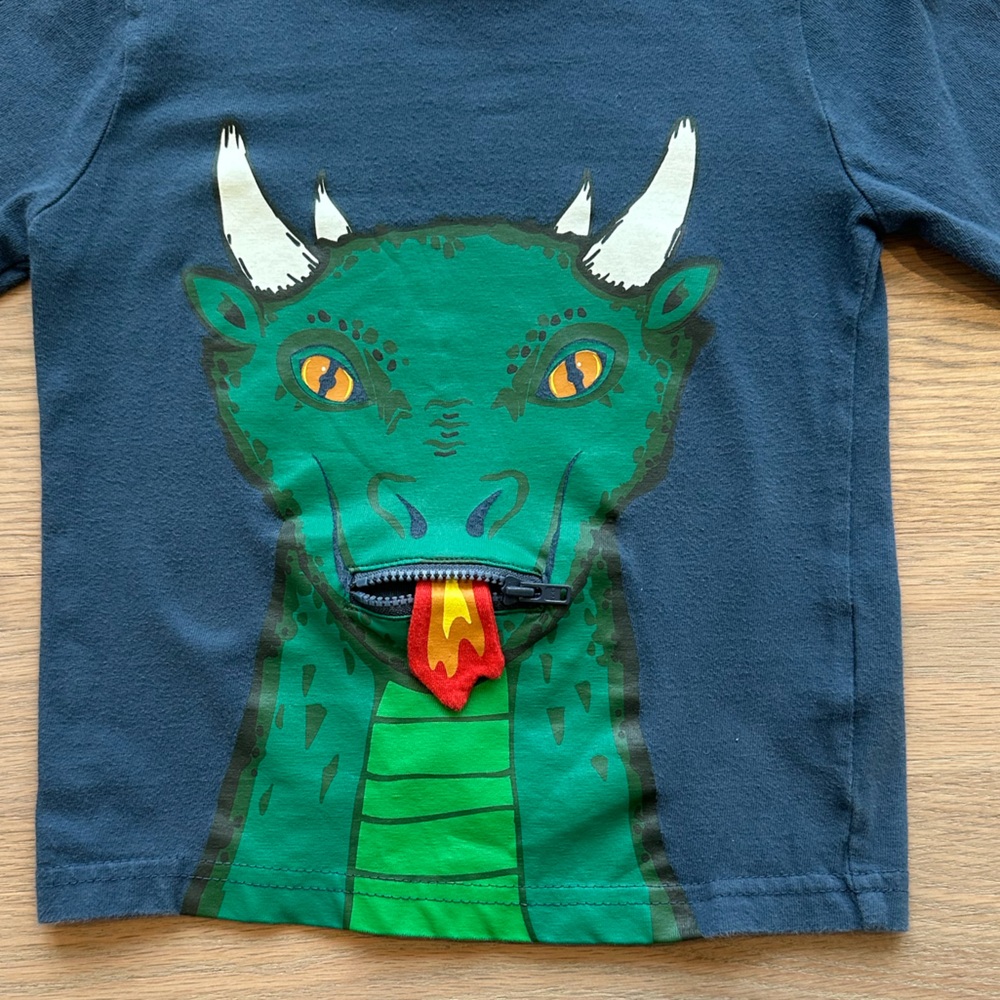Mini Boden Dragon Print Long Sleeve Shirt - Picture 8 of 9